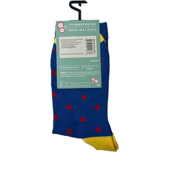 Smurfs Crew Socks One Size Women Blue Cartoon Graphic Fun Colorful Novelty Gift - Picture 2 of 5